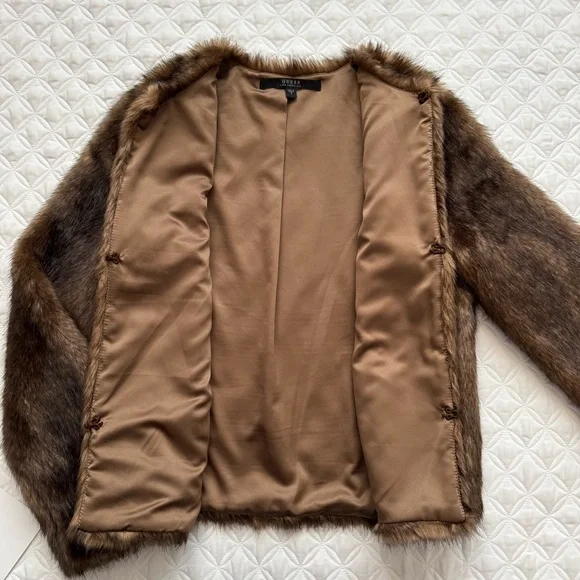 Guess Brown Faux Fur Teddy Jacket Size S - Picture 9 of 15
